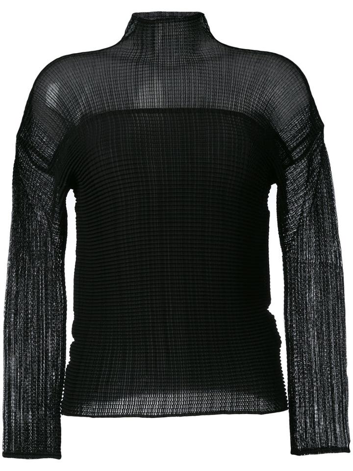 Issey Miyake Pleated Detail Top, Women's, Size: 2, Black, Polyester