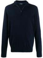 Hackett Ribbed-knit Zip Up Sweatshirt - Blue