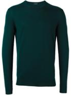 Zanone Crew Neck Sweater, Men's, Size: 48, Green, Virgin Wool