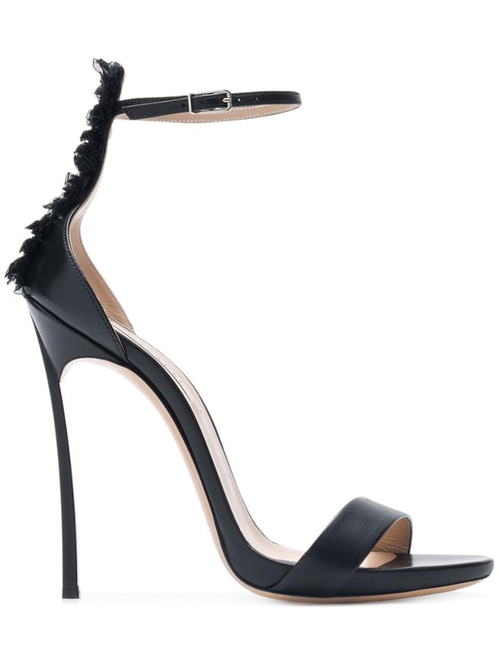 Casadei Blade Ruffle-trimmed Sandals - Black