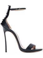 Casadei Blade Ruffle-trimmed Sandals - Black