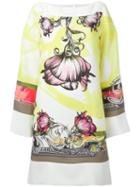 Versace Collection Floral Print Shift Dress, Women's, Size: 46, Yellow/orange, Polyester/viscose