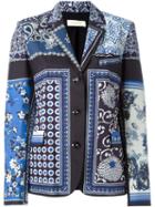 Wunderkind Scarf Print Blazer, Women's, Size: 36, Blue, Cotton/silk