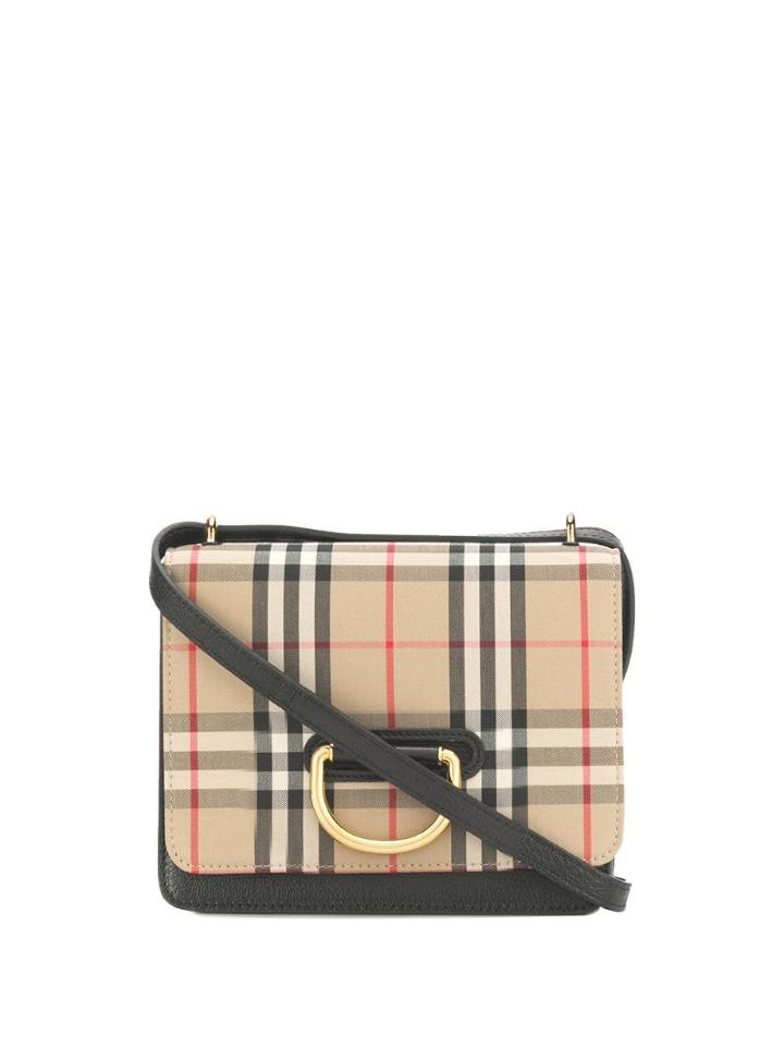 Burberry The Small Leather And Vintage Check D-ring Bag - Black