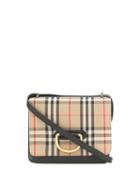 Burberry The Small Leather And Vintage Check D-ring Bag - Black