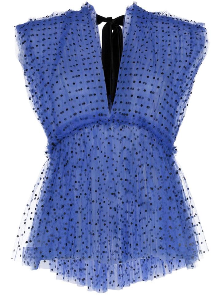 Khaite Dali Dotted Tulle Top - Blue