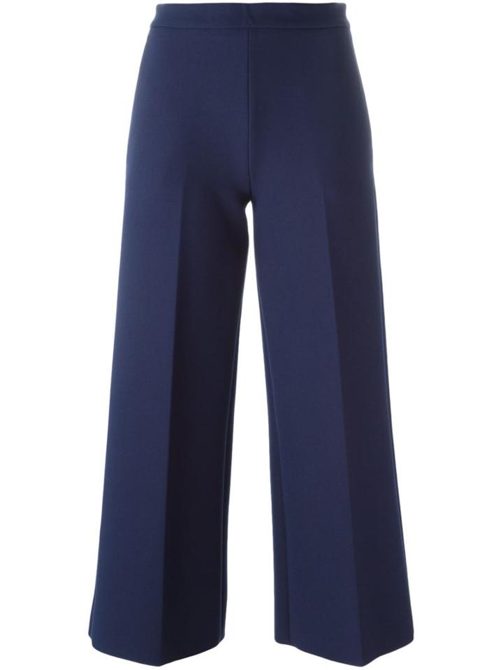 Msgm Cropped Flared Trousers, Women's, Size: 40, Blue, Polyester/viscose/spandex/elastane