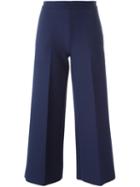 Msgm Cropped Flared Trousers, Women's, Size: 40, Blue, Polyester/viscose/spandex/elastane