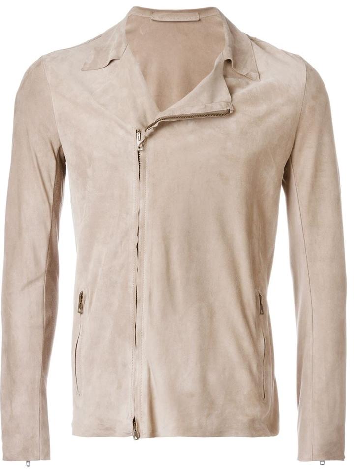 Salvatore Santoro Classic Zip Jacket, Men's, Size: 46, Nude/neutrals, Leather