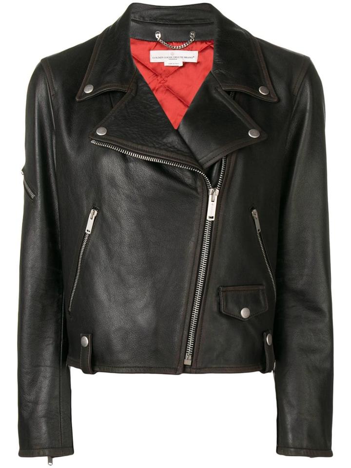 Golden Goose Deluxe Brand Leather Biker Jacket - Brown