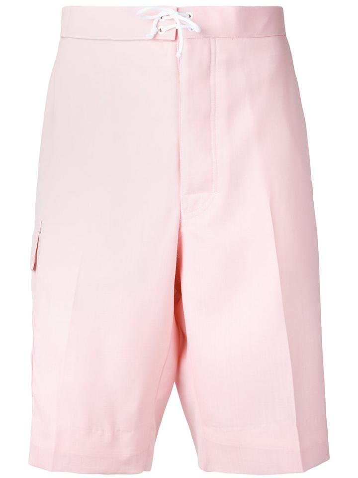 Thom Browne - Drawstring Bermuda Shorts - Men - Wool - 2, Pink/purple, Wool