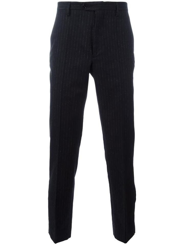 Maison Margiela Pinstripe Tailored Trousers, Men's, Size: 50, Black, Cotton/polyester/viscose/polyimide