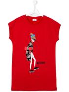 Moschino Kids Girl Print T-shirt Dress, Size: 14 Yrs, Red