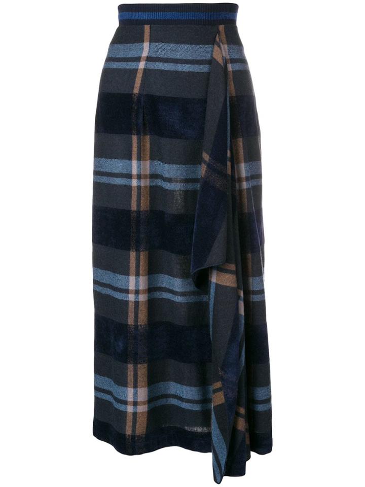 D.exterior Checked Midi Skirt - Blue