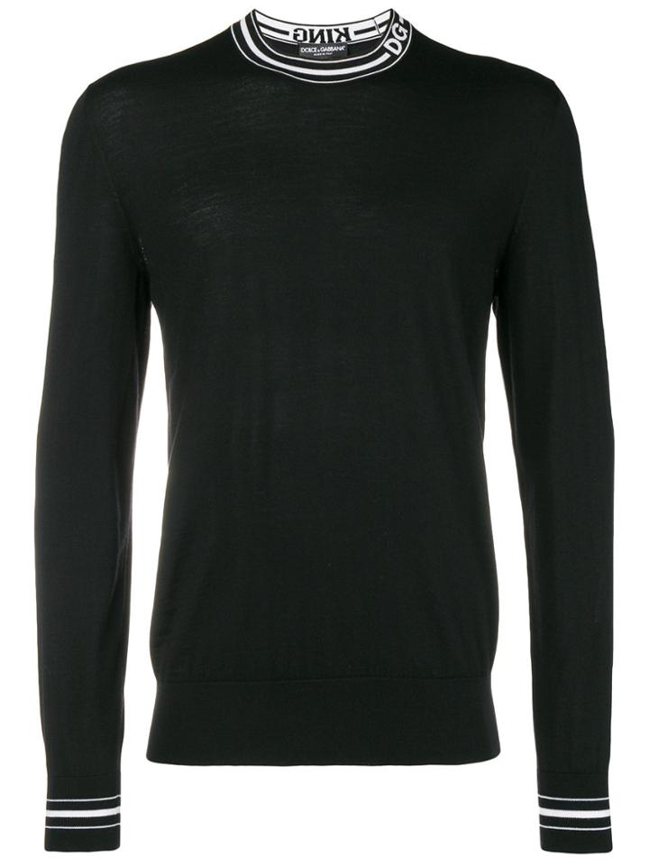 Dolce & Gabbana Striped Trim Jumper - Black