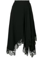 Givenchy - Lace Trim Asymmetric Skirt - Women - Spandex/elastane/viscose - 38, Black, Spandex/elastane/viscose