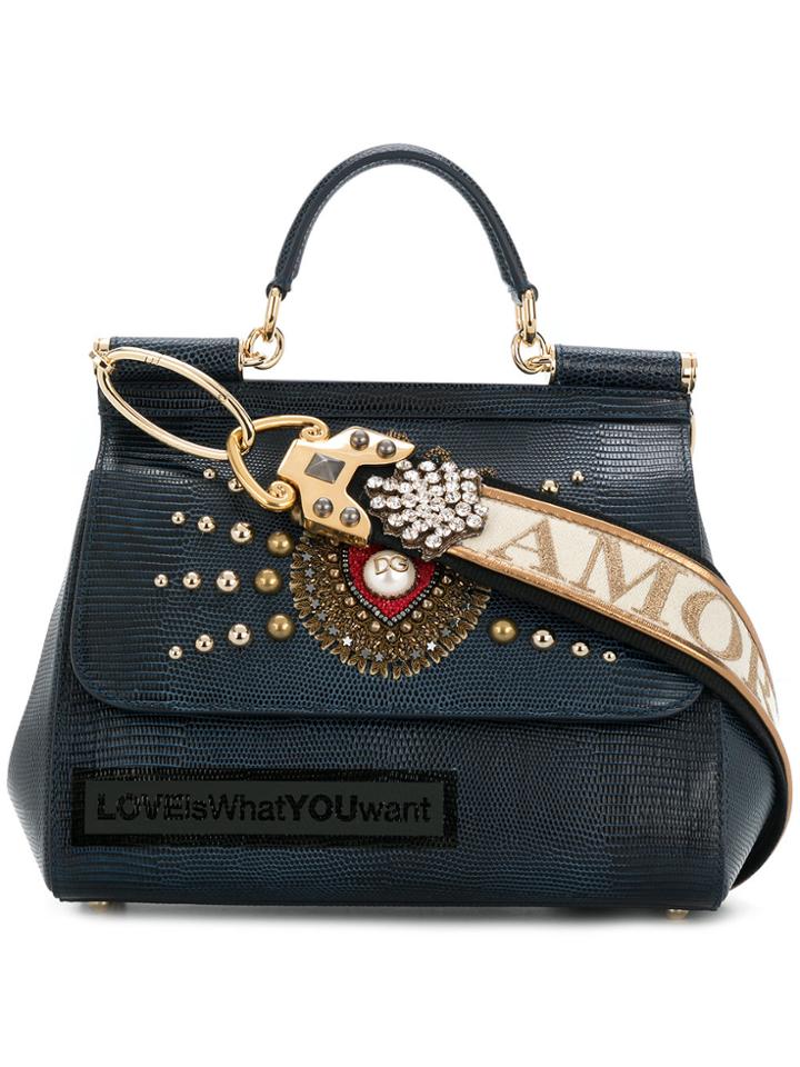 Dolce & Gabbana Love Embellished Sicily Bag - Blue