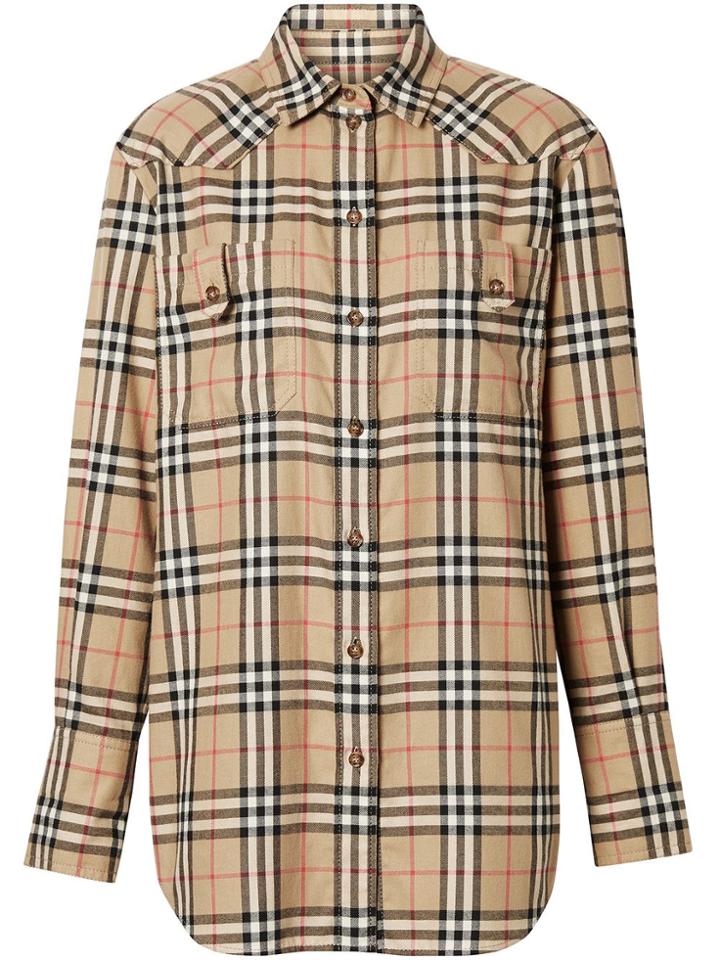 Burberry Vintage Check Flannel Oversized Shirt - Neutrals