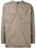 Factotum - Collarless Shirt - Men - Cotton - 46, Brown, Cotton