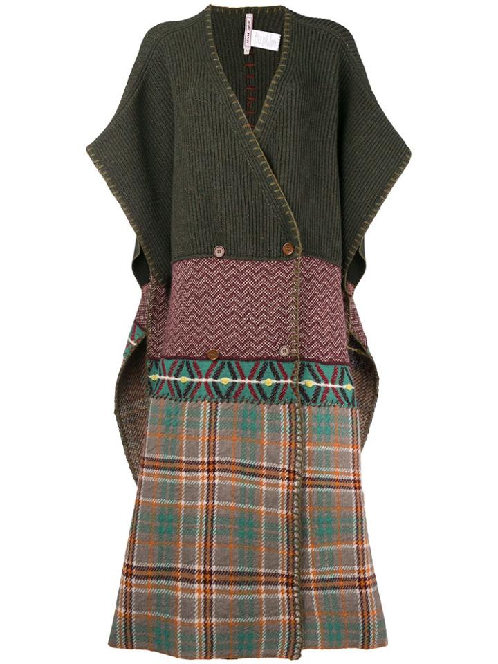 Antonio Marras Checked Oversized Knit Poncho A - Green
