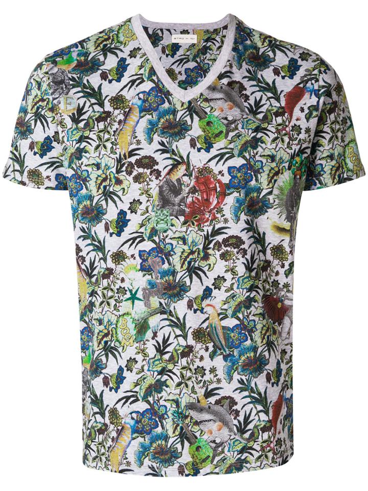 Etro Printed V-neck T-shirt - Multicolour