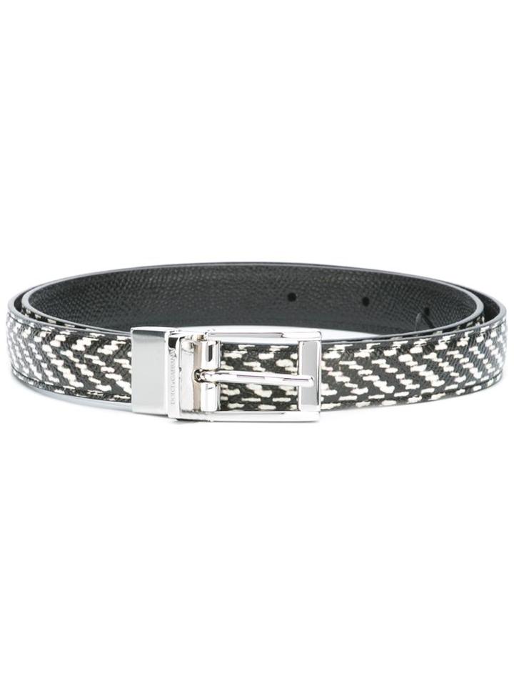 Dolce & Gabbana Woven Belt, Women's, Size: 85, Black, Leather