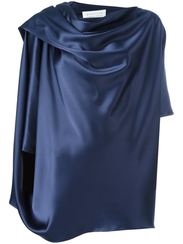 Gianluca Capannolo Draped Blouse, Women's, Size: 46, Blue, Triacetate/polyester