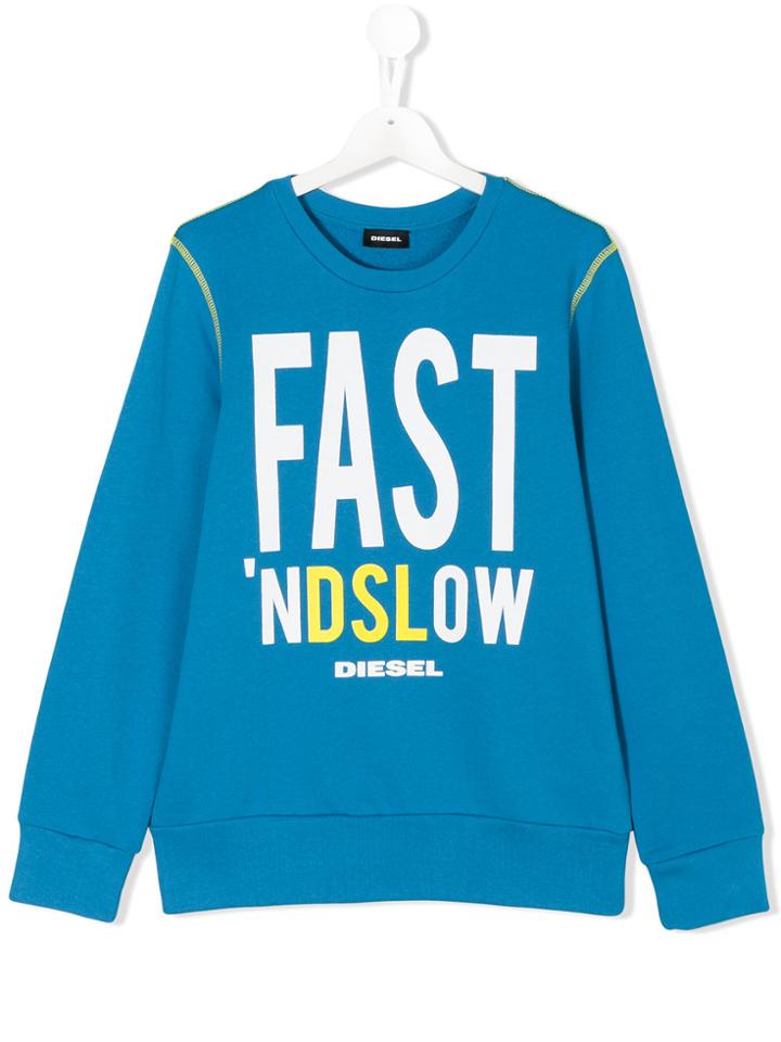 Diesel Kids Slogan Print Sweatshirt - Blue