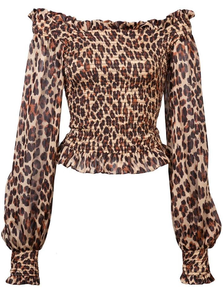 Caroline Constas Leopard Print Blouse - Brown