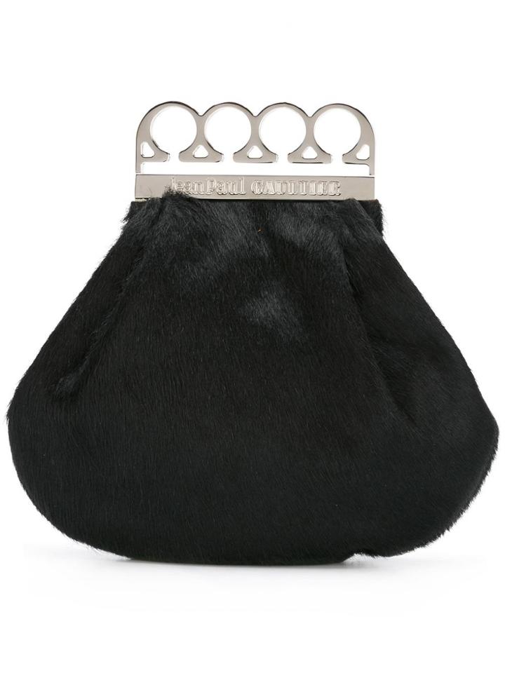 Jean Paul Gaultier Vintage Knuckle Duster Faux Fur Clutch - Black