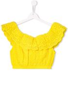 Msgm Kids Broderie Anglaise Top - Yellow