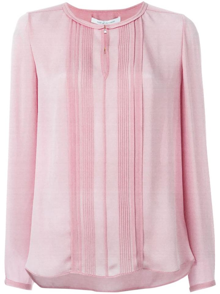 Diane Von Furstenberg Pleated Bib Longsleeved Blouse