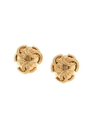 Chanel Pre-owned 1995 Knotted Cc Earrings - Gold