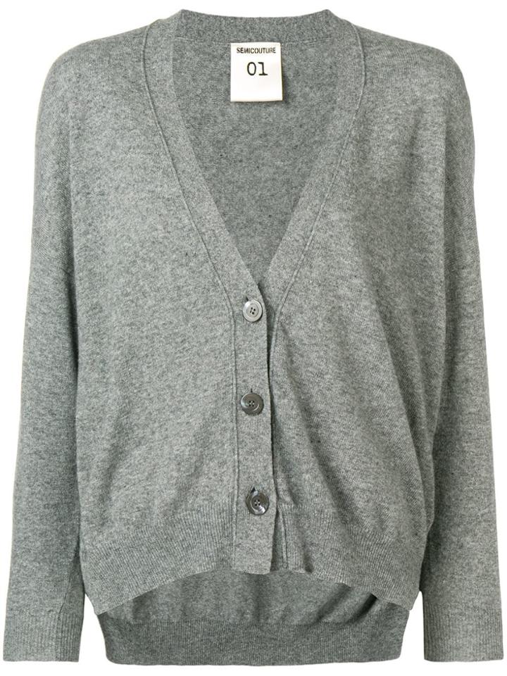 Semicouture High Low Cardigan - Grey