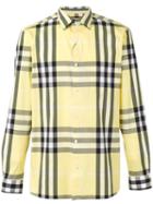 Burberry House Check Shirt, Men's, Size: Large, Yellow/orange, Cotton/polyamide/spandex/elastane