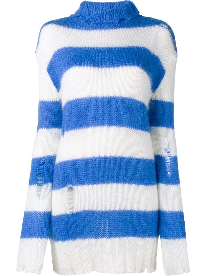 Filles A Papa Striped Rollneck Sweater, Women's, Size: 3, Blue, Polyamide/mohair/merino