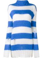 Filles A Papa Striped Rollneck Sweater, Women's, Size: 3, Blue, Polyamide/mohair/merino