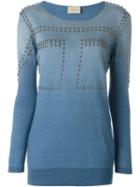 Laneus Studded Sweatshirt, Women's, Size: 44, Blue, Cotton/aluminium