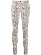 7 For All Mankind Snakeskin Print Skinny Jeans - White