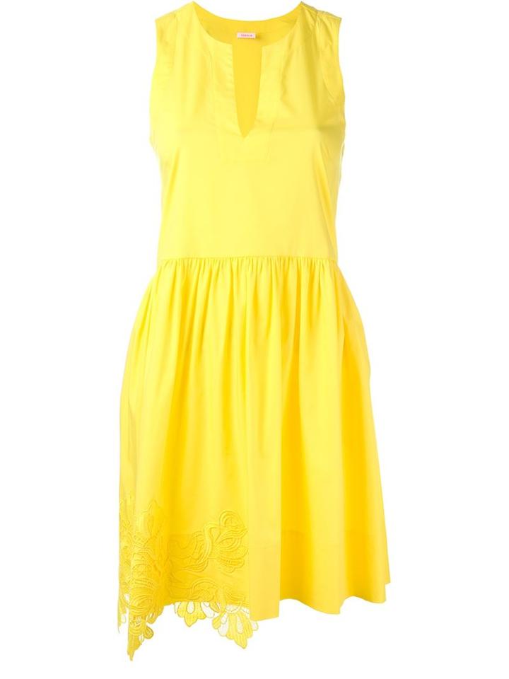 P.a.r.o.s.h. Lace Detail Dress, Women's, Yellow/orange, Cotton/spandex/elastane
