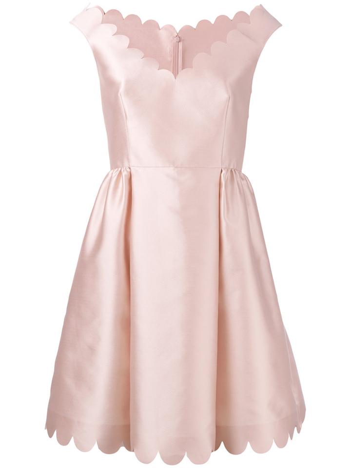 Red Valentino - Scalloped Mini Dress - Women - Silk/polyester/acetate - 44, Pink/purple, Silk/polyester/acetate