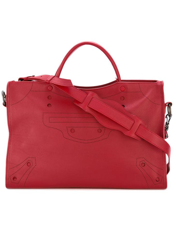 Balenciaga City Tote Bag, Women's, Red, Calf Leather