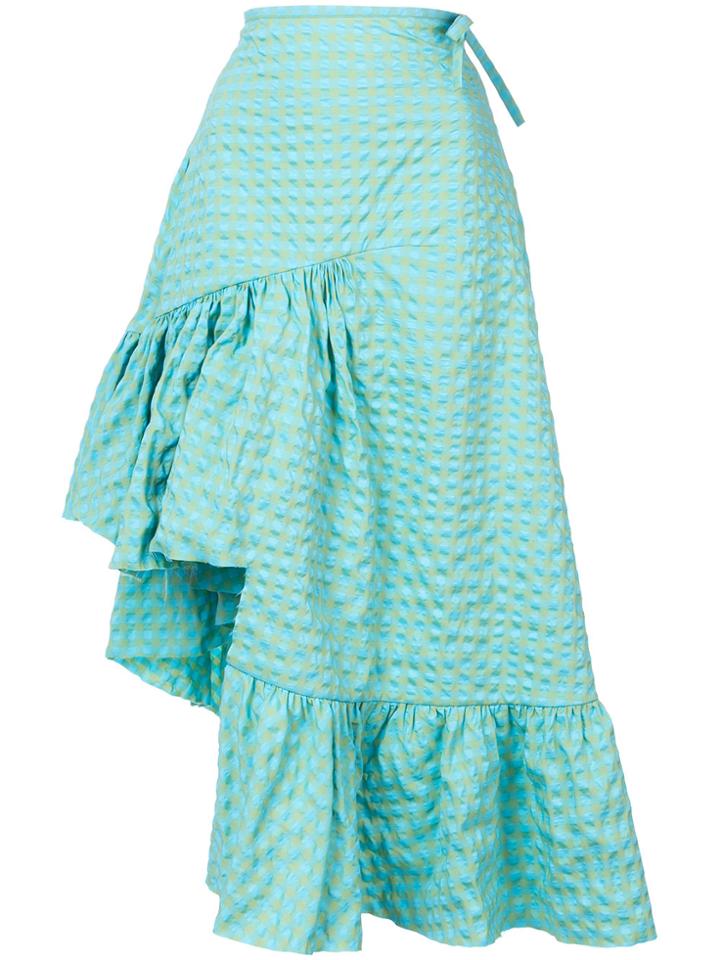 Marques'almeida Long Asymmetric Frill Skirt - Blue