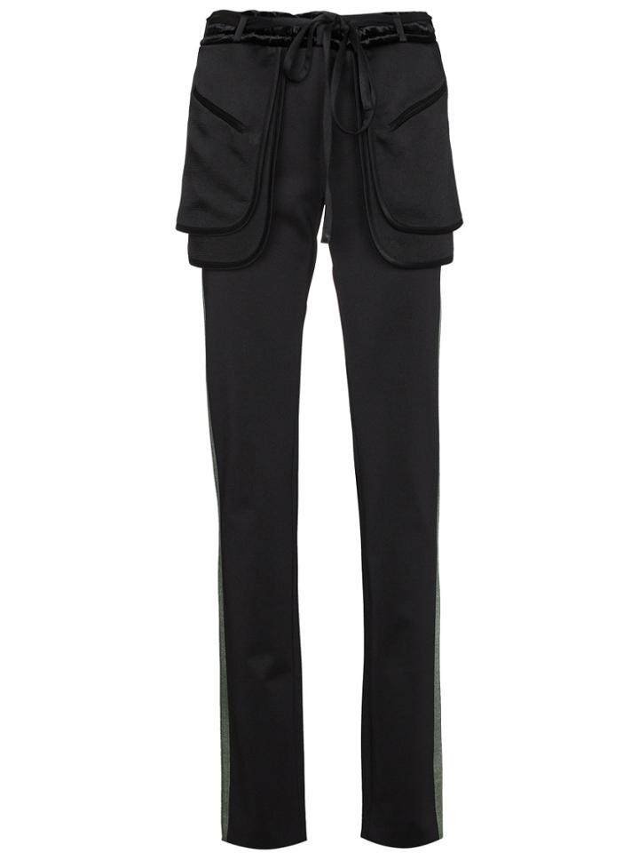 Valentino Side Stripe Satin Trousers - Black