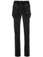 Valentino Side Stripe Satin Trousers - Black