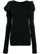 Yohji Yamamoto Ruffle-trim Wool Sweater - Black