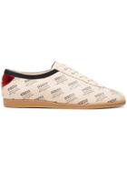 Gucci Nude, Black And Red Falacer Stamp Invite Leather Sneakers - Nude