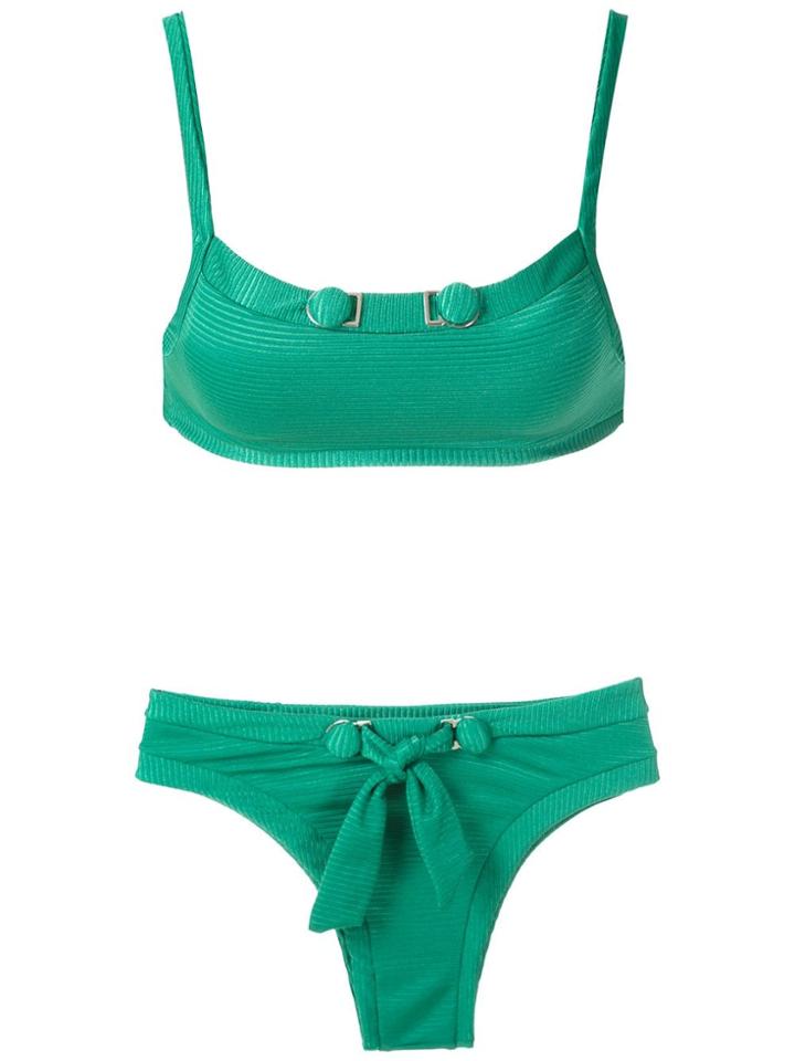 Amir Slama Front Tie Detail Bikini Set - Green