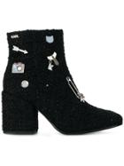 Karl Lagerfeld Lavinia Souvenir Pin Ankle Boots - Black