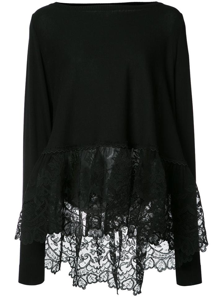 Antonio Berardi Lace Trim Blouse, Women's, Size: 38, Black, Polyester/rayon